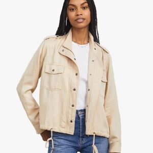 Rails Collins light tan cotton Khaki long sleeve zip up snap jacket sz small NWT